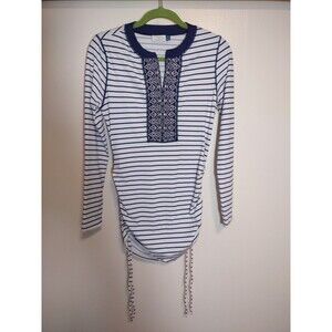 Cabana Life Women's M Swim Cover Blue White Stretch